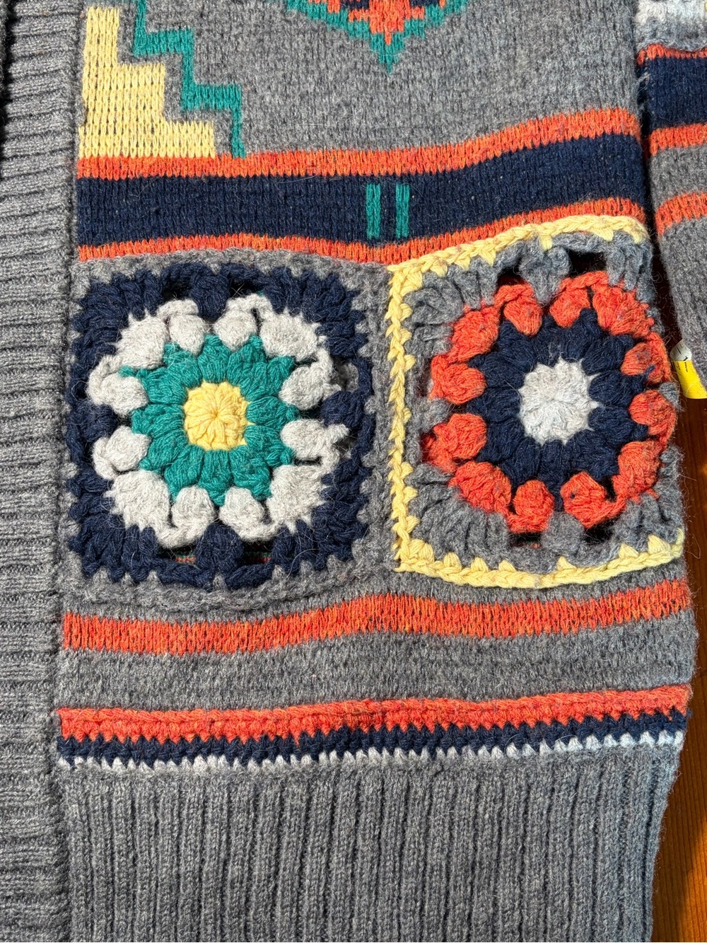 RARE Free People Santa Rosa Cardigan XS/S Granny Square Wool Alpaca - Picture 7 of 7